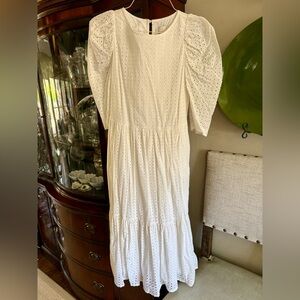 a new day White Long Sleeve Eyelet Dress - NWOT